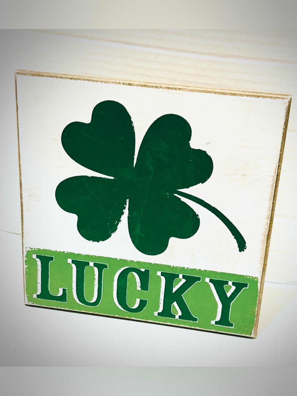 Rustic Lucky Shamrock St. Patrick’s Day Wooden Sign Decor Cottagecore